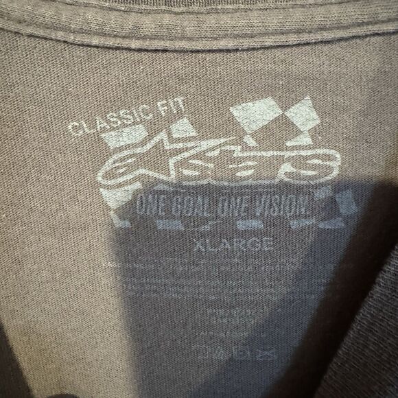 Alpinestars XL T-Shirt Mens Gray Short Sleeve Racing Checkered Flag Graphic - Picture 3 of 6